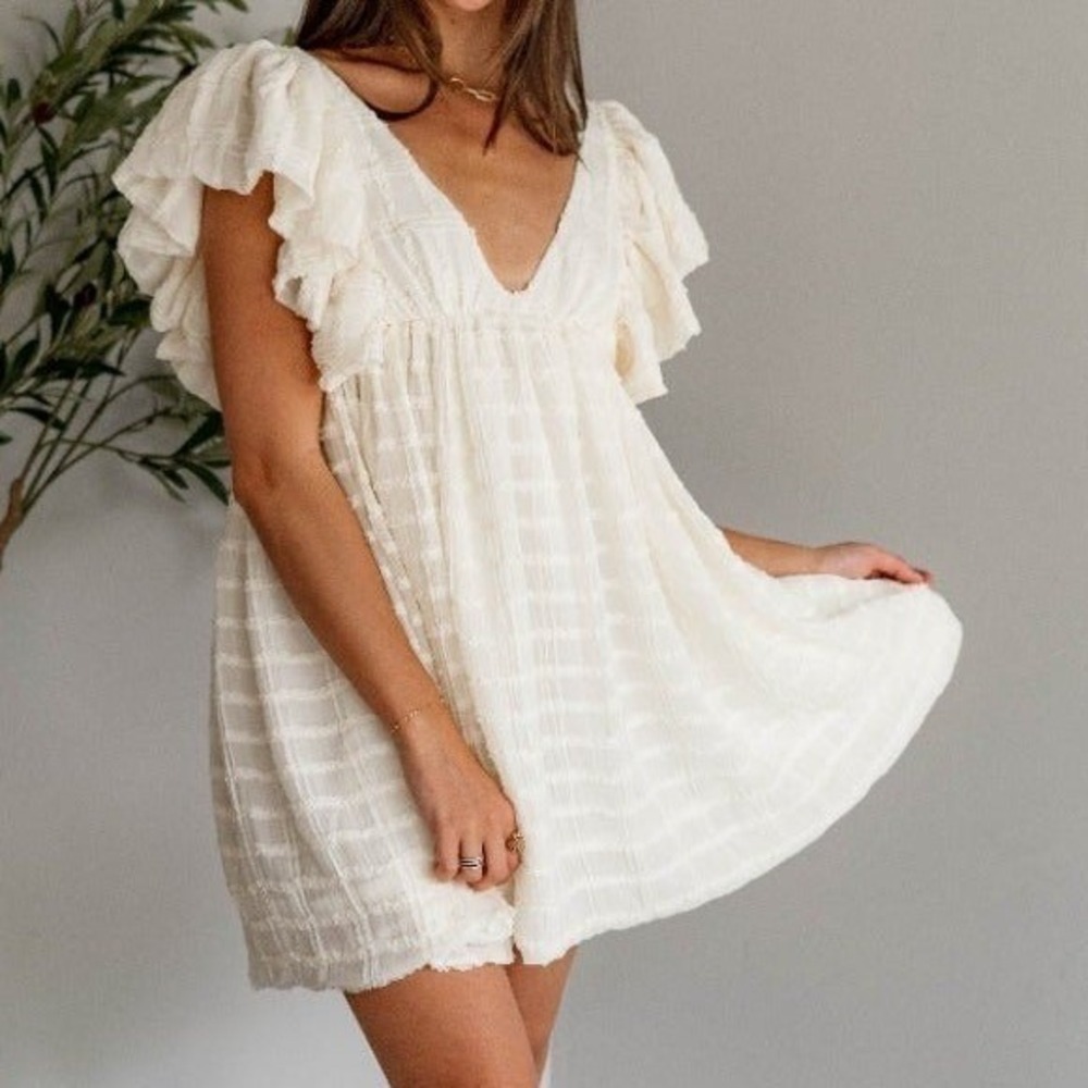 Storia Plunge‎ V-Neck Bubble Mini Dress Women's Small Anthropologie Romantic NWT